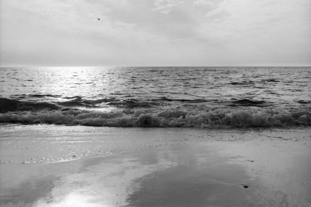 Sonnenuntergang am Meer, aufgenommen mit der Canon EOS 500N